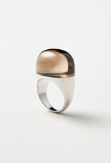 Bicolor Smoky Quartz Rock Ring / Round / Silver