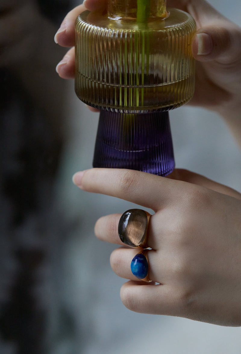 Smoky Quartz Rock Ring Round