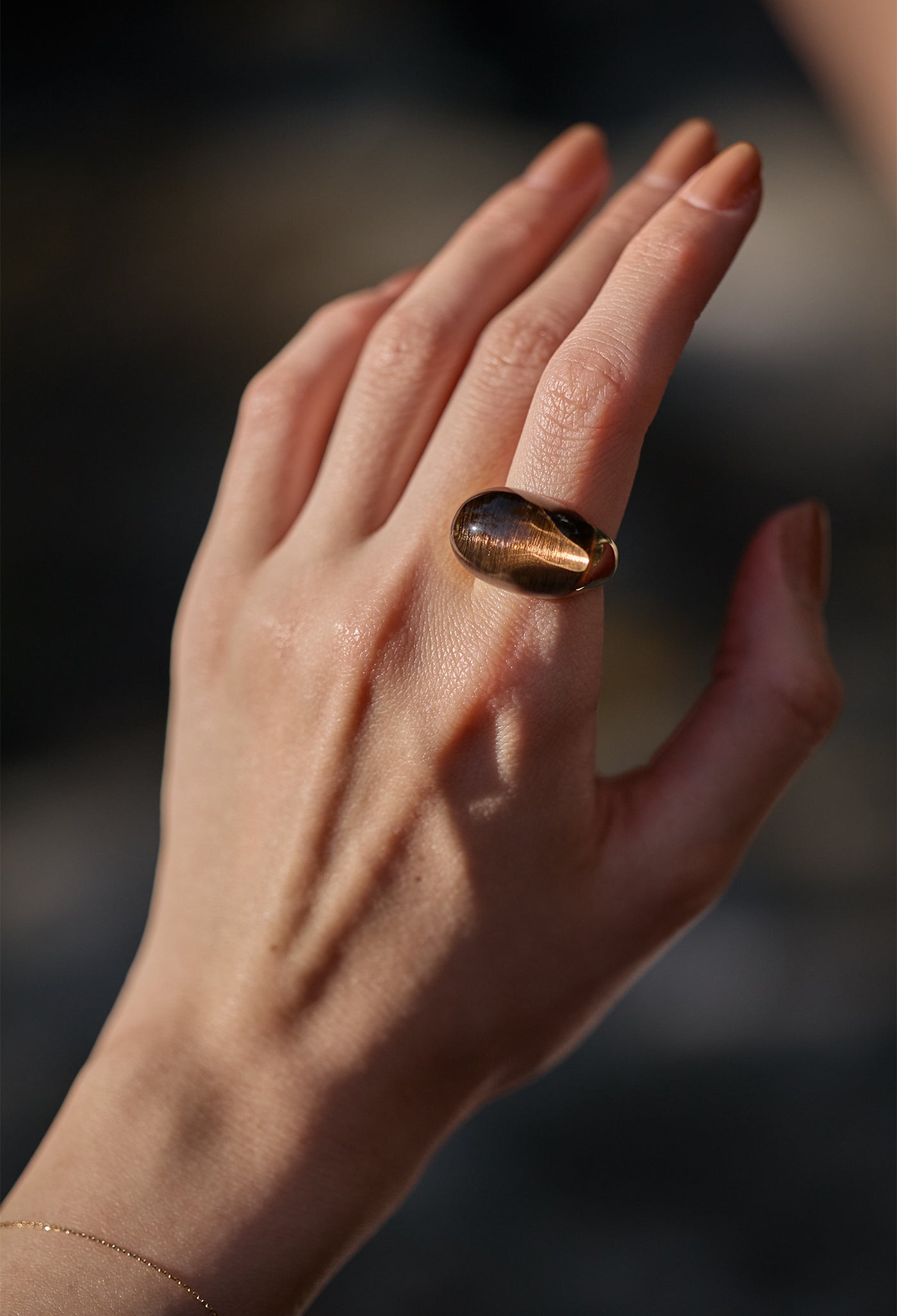 Smoky Quartz Rock Ring / Round / Yellow – bororo
