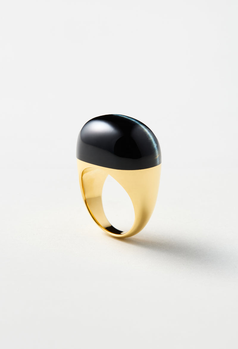 [一点もの] Hawk's Eye Rock Ring / Round / Yellow