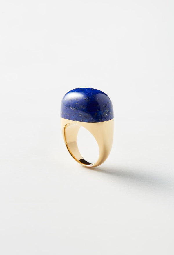Lapis Lazuli Rock Ring / Round / Yellow
