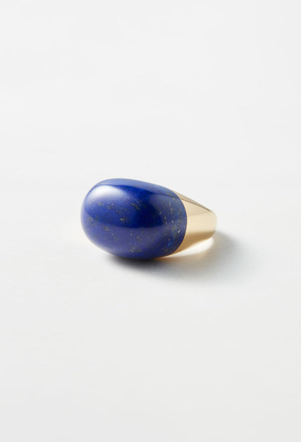 Lapis Lazuli Rock Ring / Round / Yellow