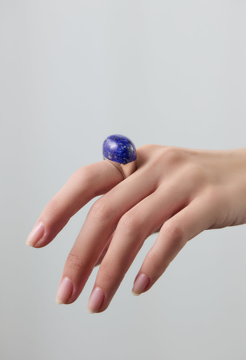 Lapis Lazuli Rock Ring / Round / Silver