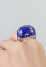 Lapis Lazuli Rock Ring / Round / Silver