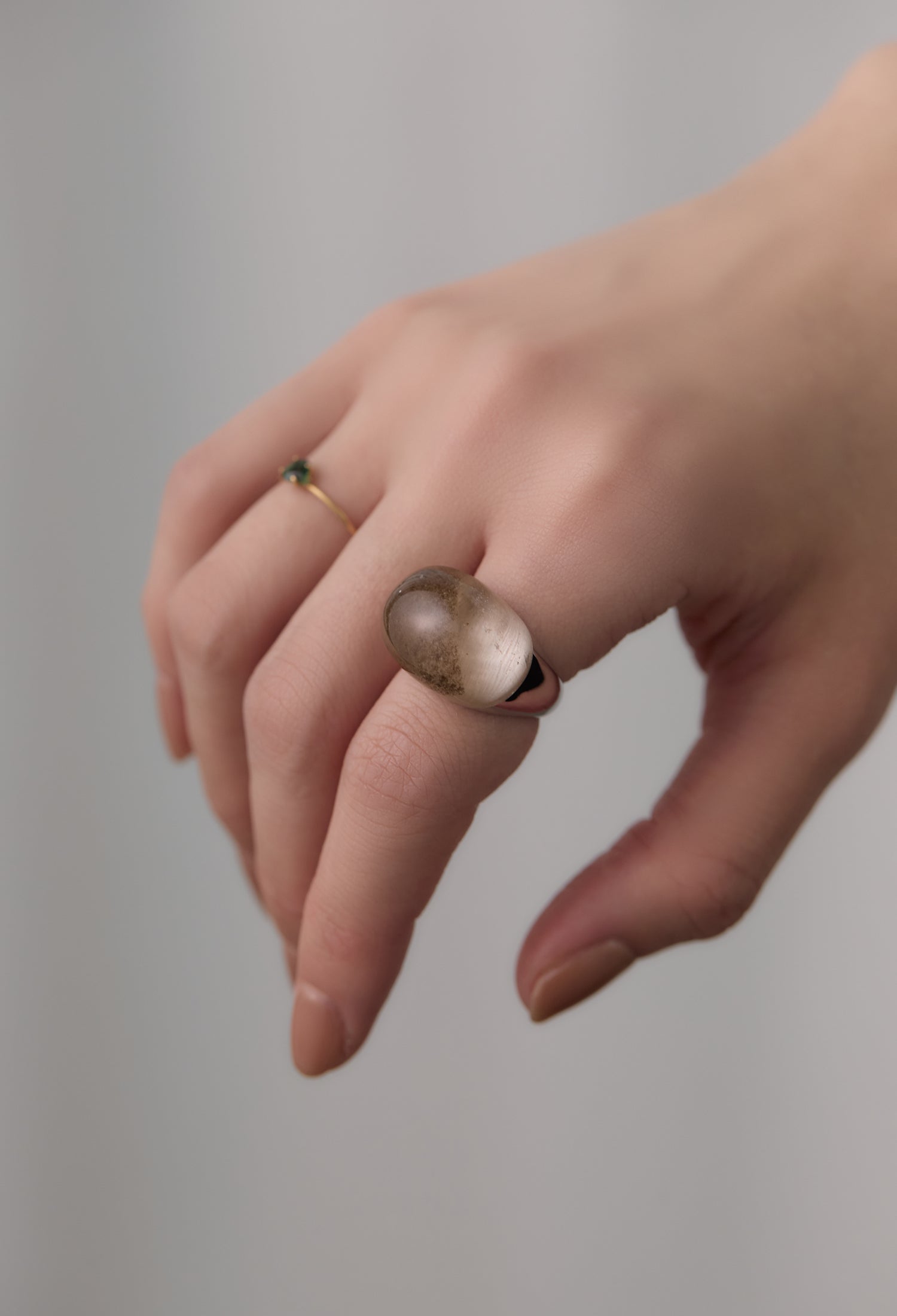 [One-of-a-kind] Garden Quartz Rock Ring / Round / Silver