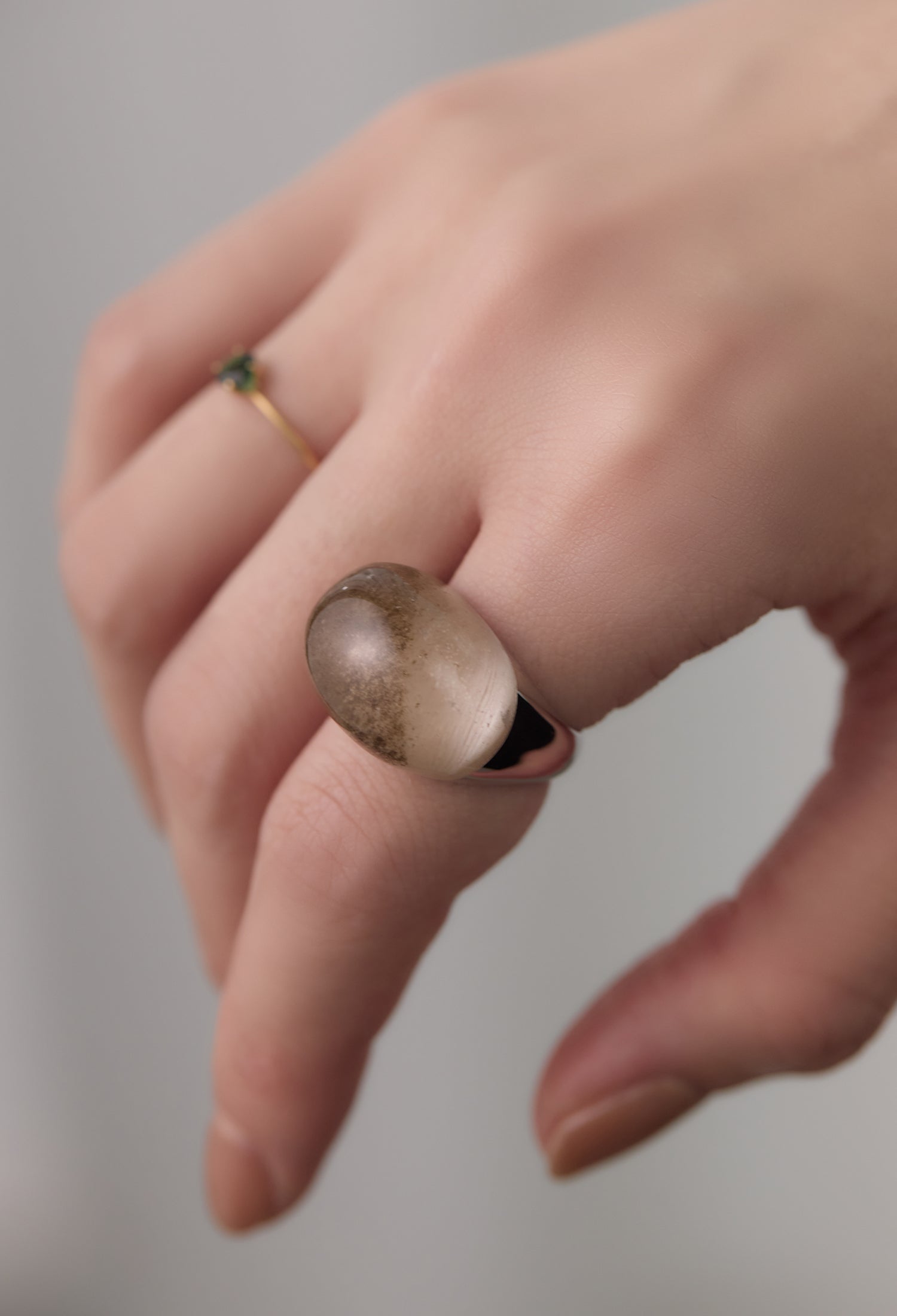[One-of-a-kind] Garden Quartz Rock Ring / Round / Silver