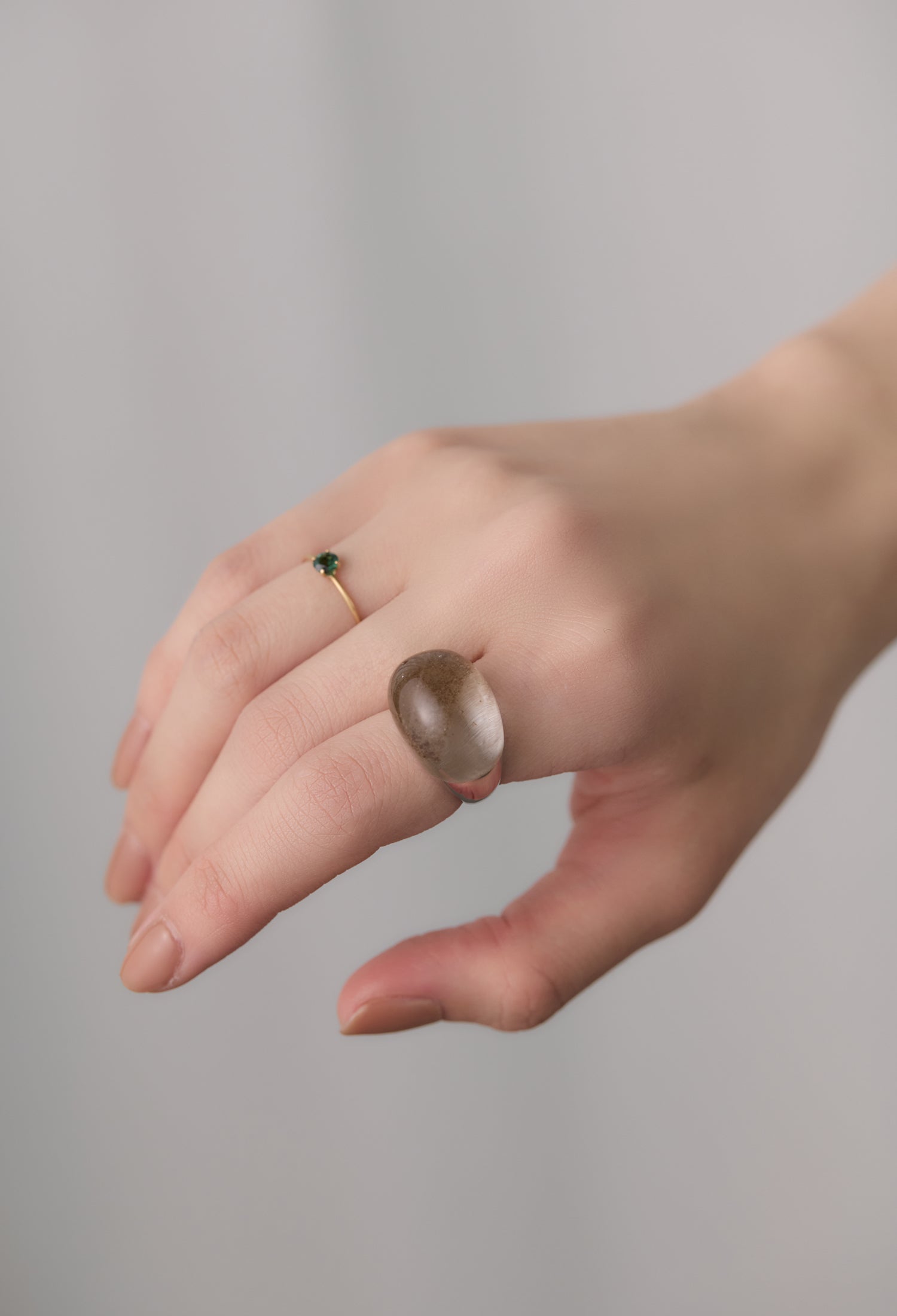 [One-of-a-kind] Garden Quartz Rock Ring / Round / Silver