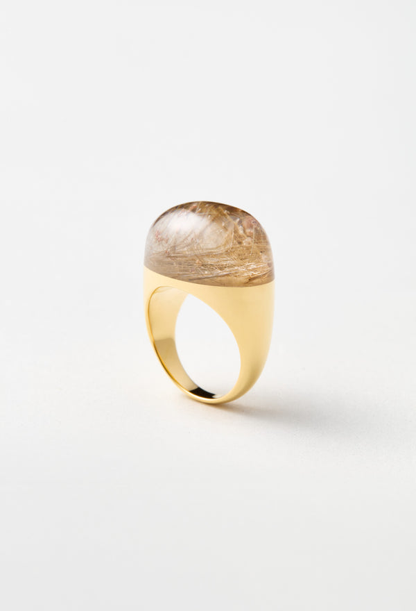 [一点もの] Rutile Quartz Rock Ring / Round / Yellow