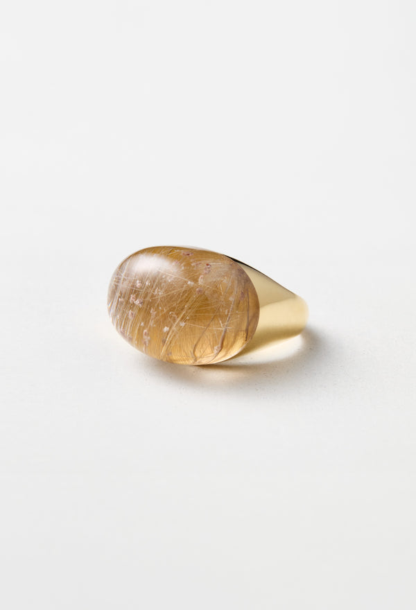 [一点もの] Rutile Quartz Rock Ring / Round / Yellow