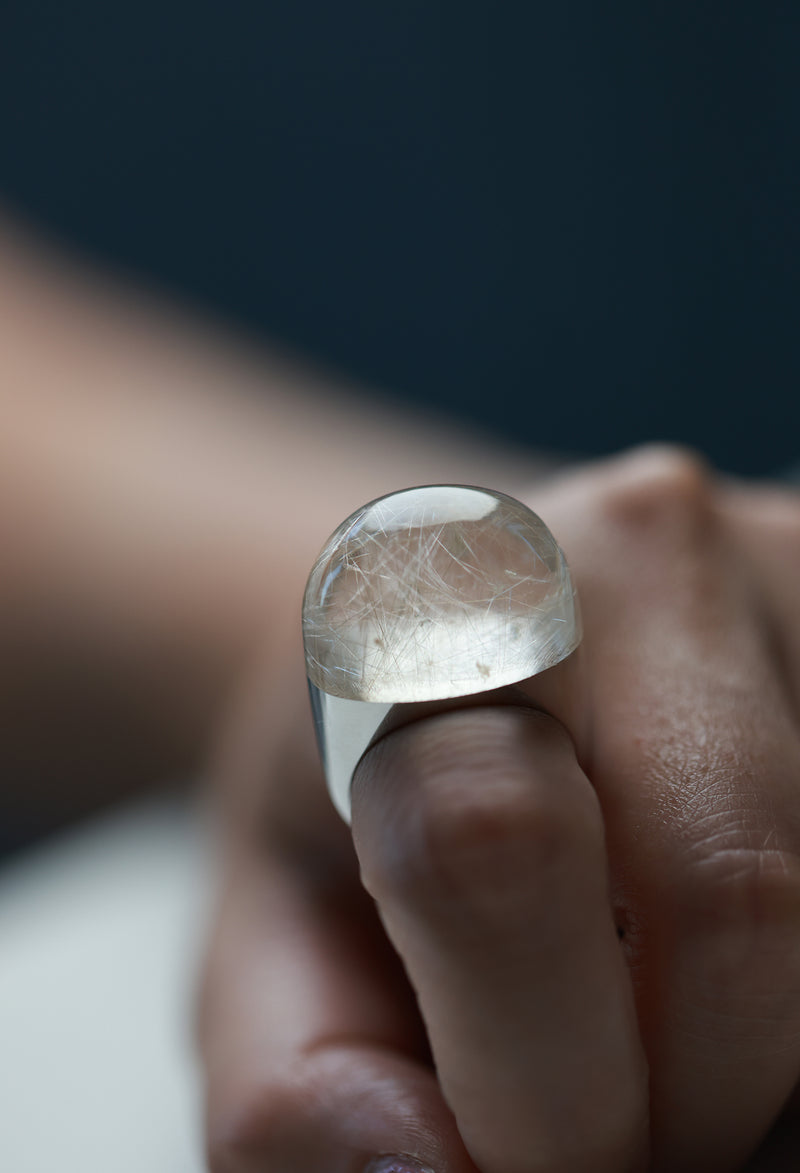[一点もの] Silver Rutile Quartz Rock Ring / Round / Silver