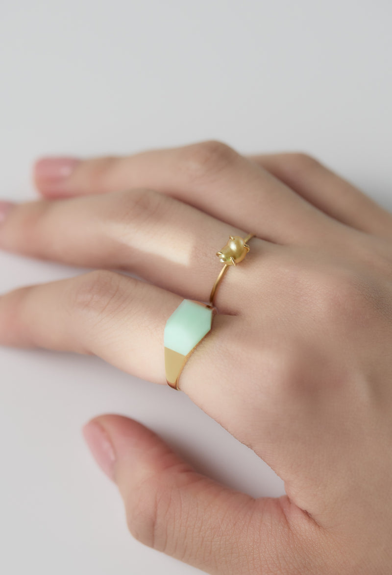 Golden South Sea Keshi Baby Pearl Gem Ring