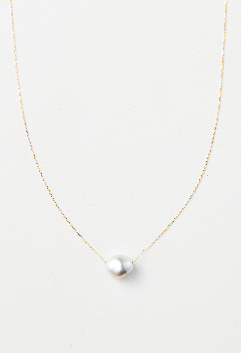 [一点もの] Gray South Sea Keshi Pearl Necklace