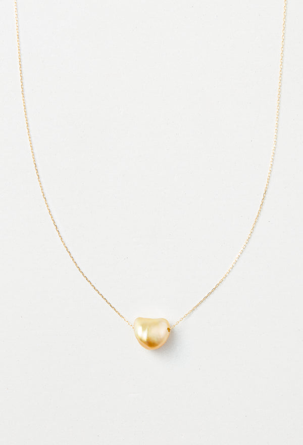 [一点もの] Golden South Sea Keshi Pearl Necklace