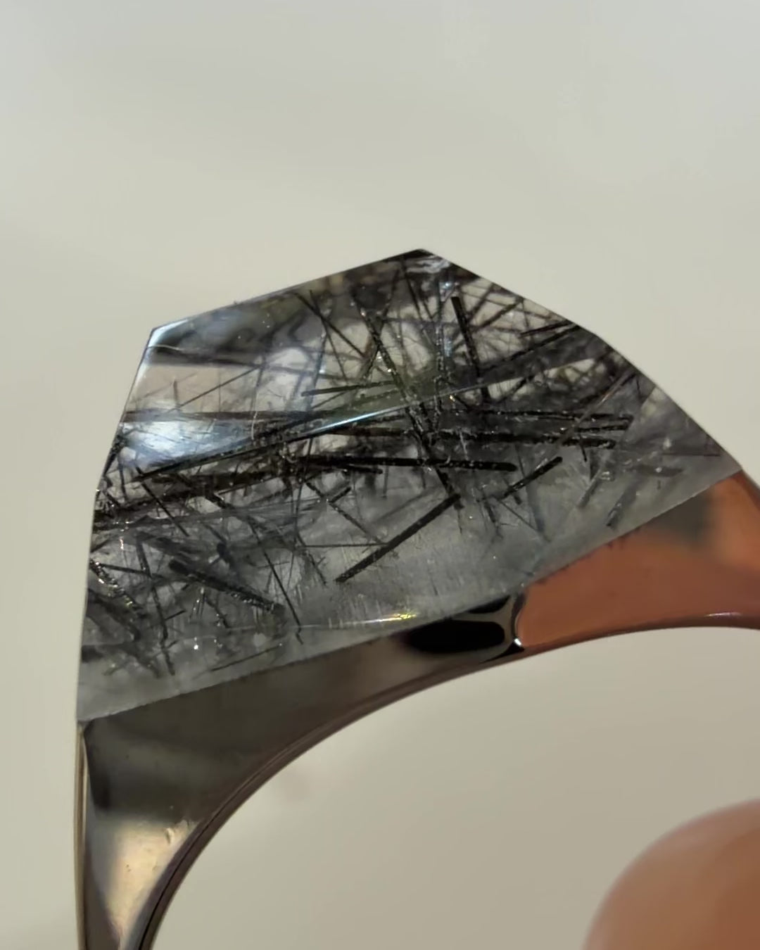 [One-of-a-kind] Silver Rutile Quartz Mini Rock Ring / Crystal / Silver