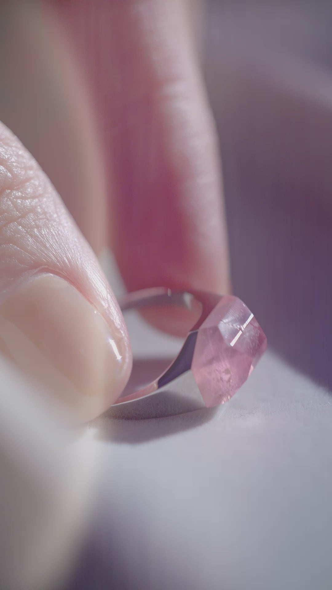 One-of-a-kind] Pink Tourmaline Mini Rock Ring / Crystal / Silver