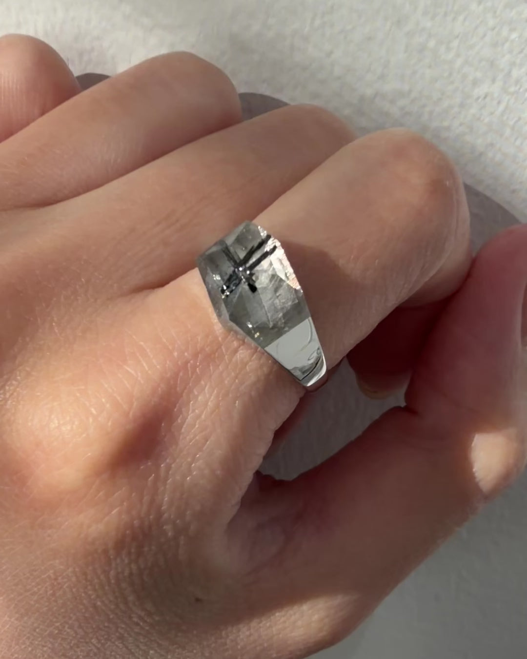 [One-of-a-kind] Silver Rutile Quartz Mini Rock Ring / Crystal / Silver