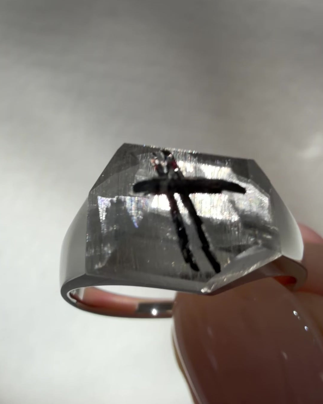 [One-of-a-kind] Silver Rutile Quartz Mini Rock Ring / Crystal / Silver