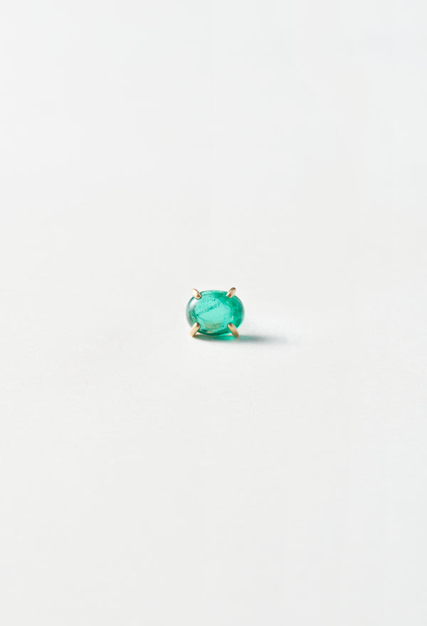 Emerald Cabochon Pierced Earring