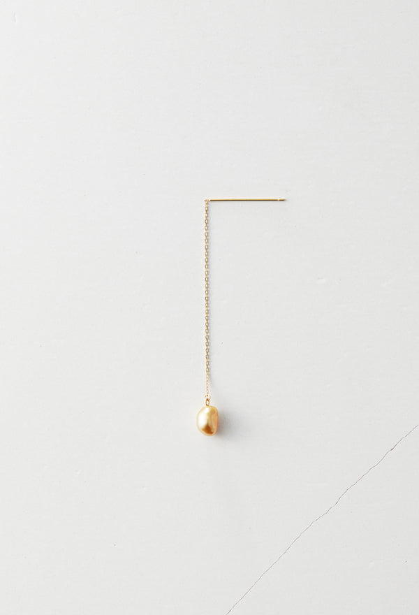 Golden South Sea Keshi Pearl Pierced Earring