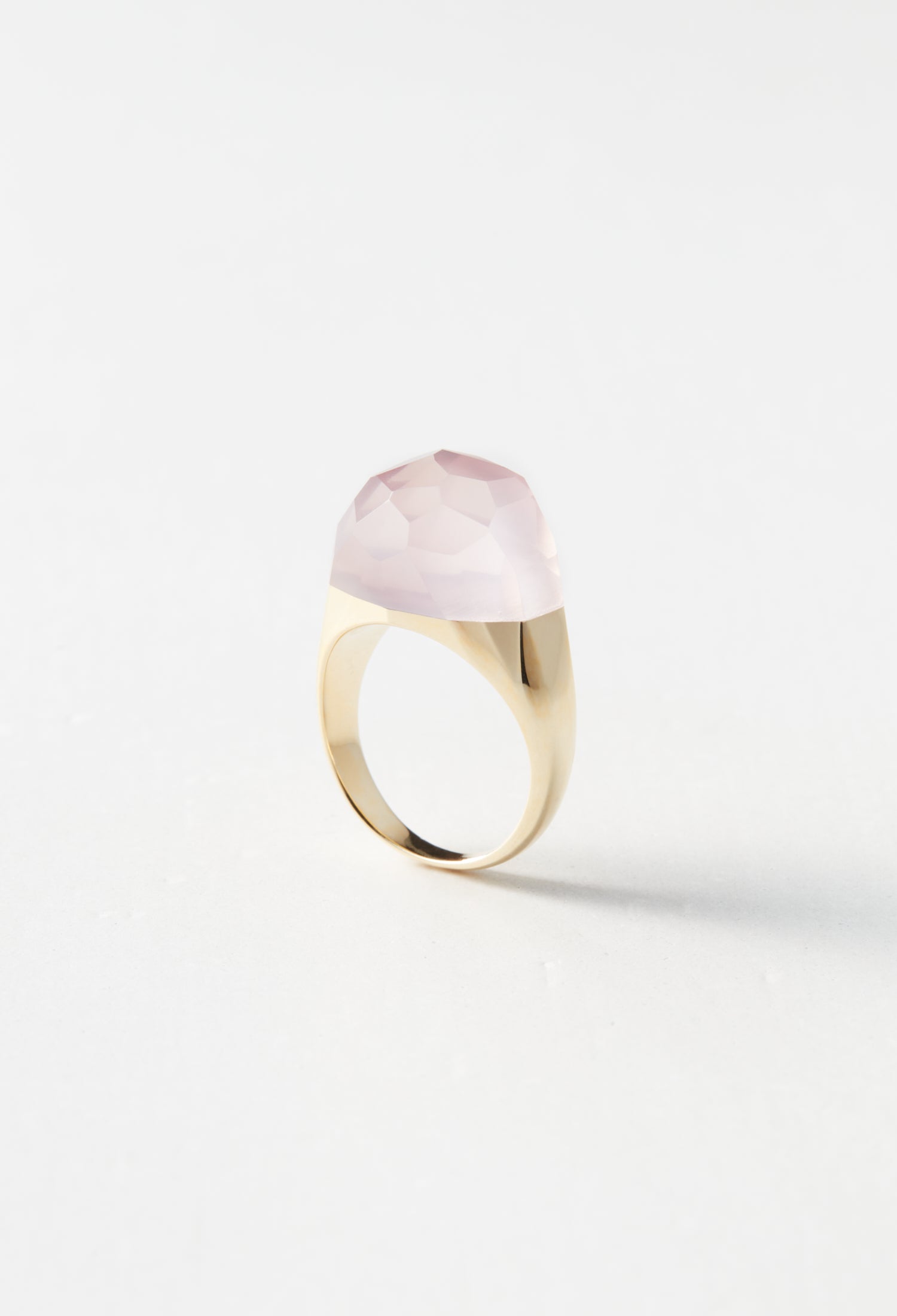 Rose Quartz mini Rock Ring /Faceted Round