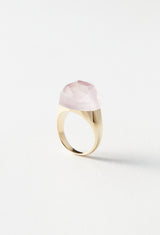 Rose Quartz mini Rock Ring /Faceted Round