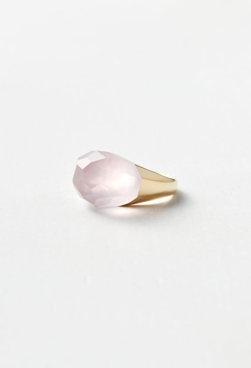 Rose Quartz Mini Rock Ring / Faceted Round – bororo