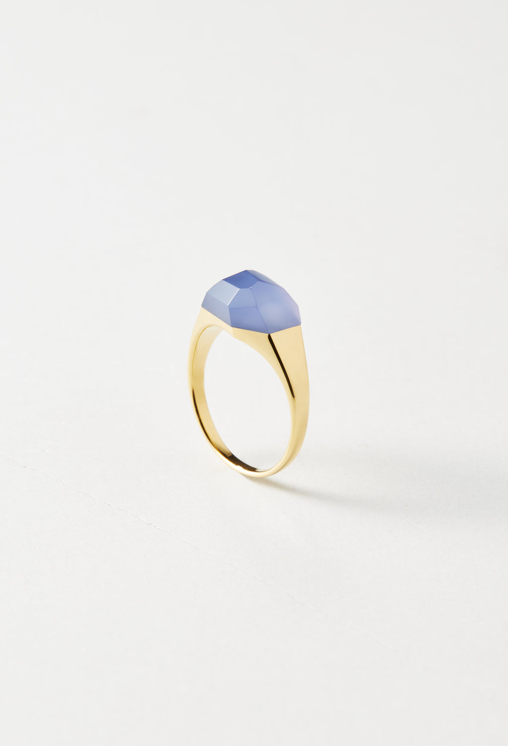 Blue Chalcedony Mini Rock Ring / Crystal / Yellow