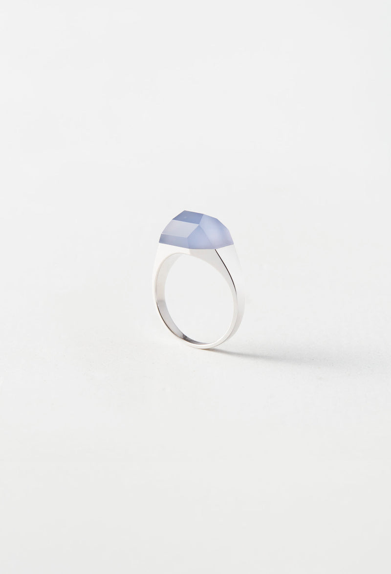 Blue Chalcedony Mini Rock Ring /Crystal