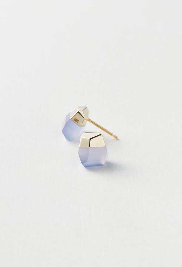 Blue Chalcedony Rock Pierced Earrings /Crystal（Pair）