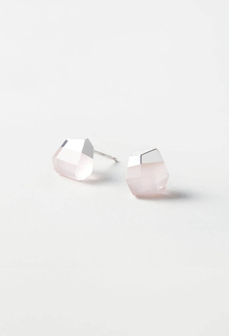 Rose Quartz Rock Pierced Earrings /Crystal（Pair)