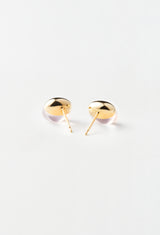 Rose Quartz Rock Pierced Earrings /Horizontal Round（Pair)