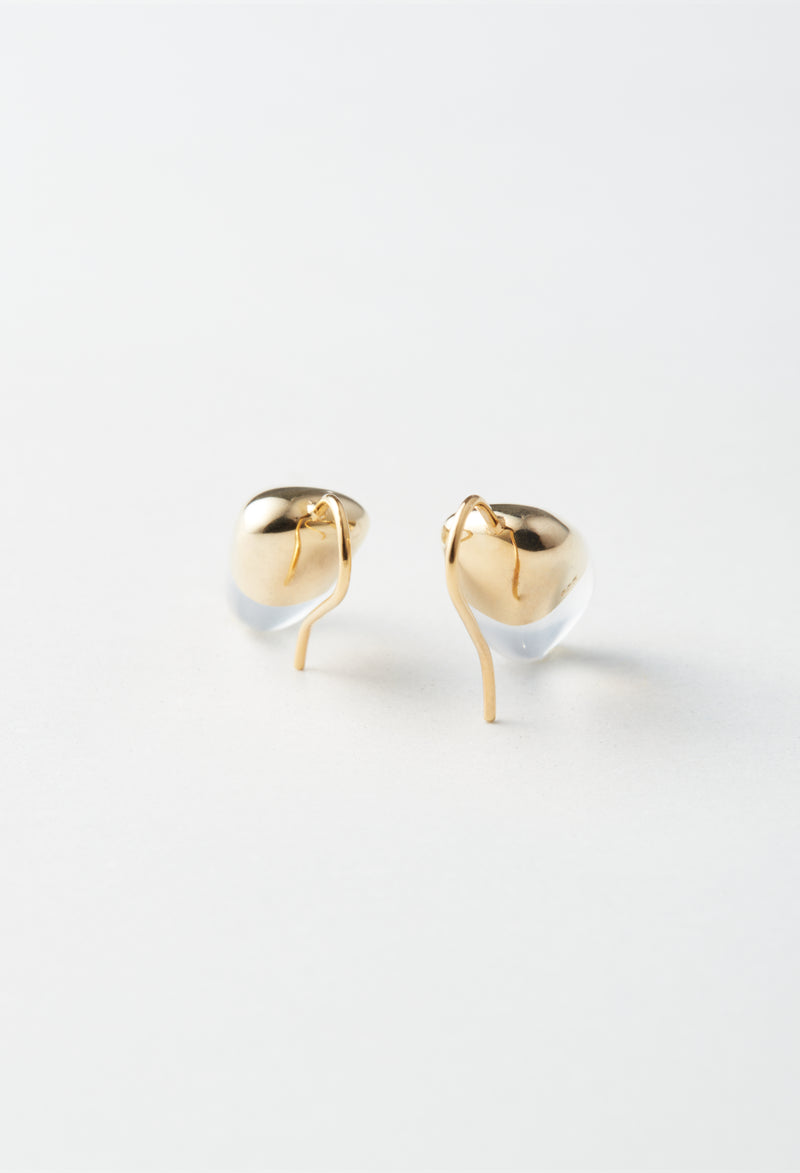 Milky Quartz Rock Pierced Earrings /VERTICAL ROUND（Pair)