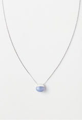Blue Chalcedony Rock Necklace /Horizontal Round sizeS