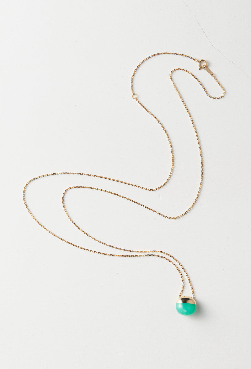Chrysoprase Rock Necklace /Horizontal Round sizeS