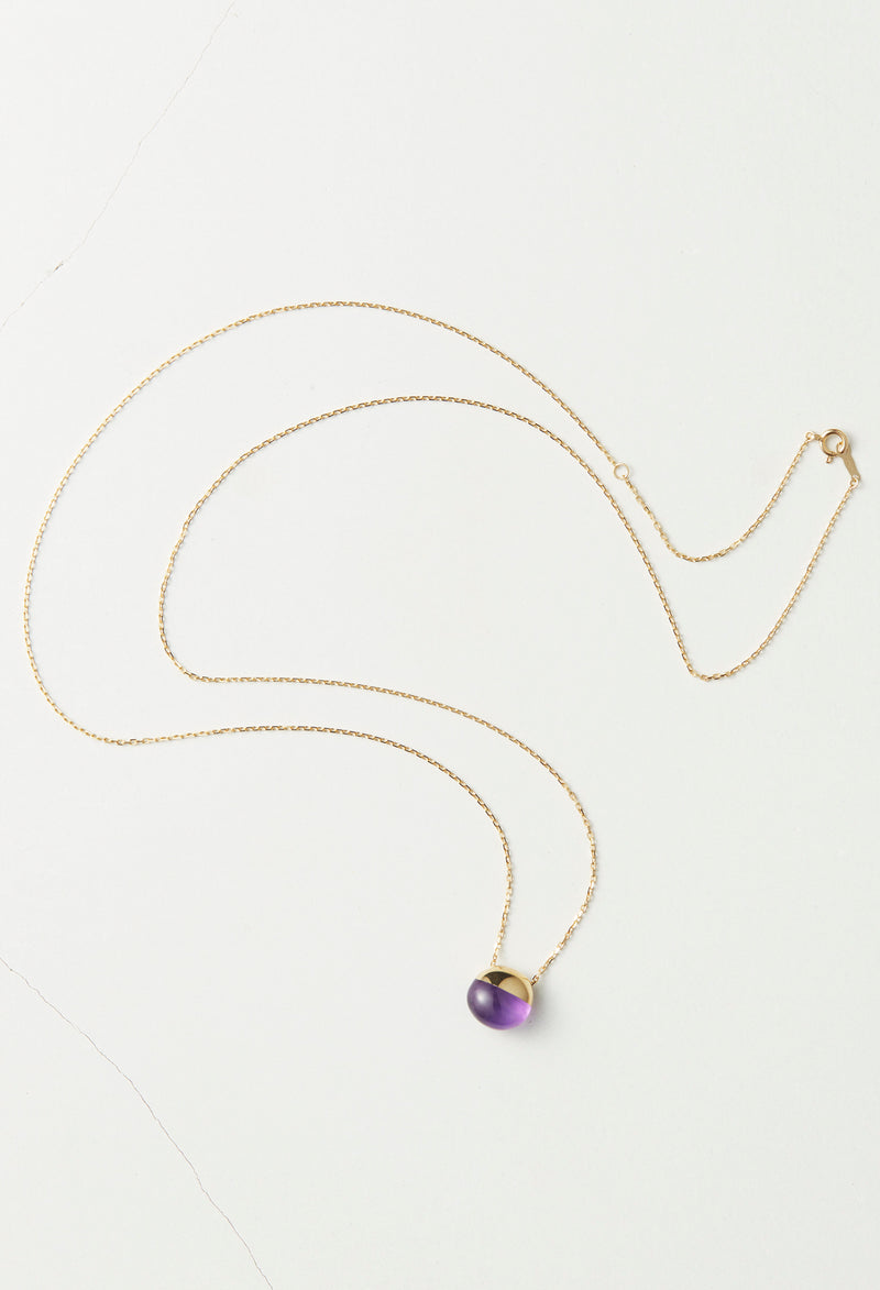 Amethyst  Rock Necklace /Horizontal Round sizeS