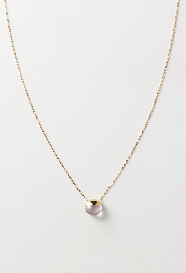 Rose Quartz Rock Necklace /Horizontal Round sizeS