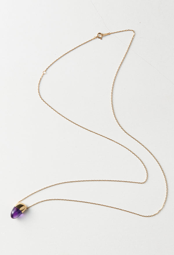 Amethyst  Rock Necklace /Vertical Round sizeS