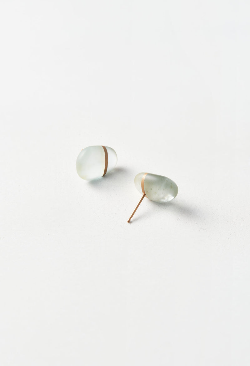Aquamarine Round Pierced Earrings (Pair)