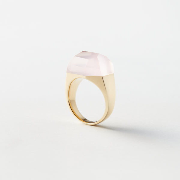 ローズクォーツとマザーオブパール R6345 Rose Quartz Rock Ring / Faceted Round / Pink – bororo